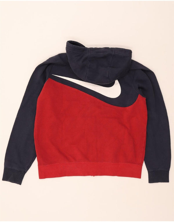 NIKE Felpa con cappuccio e zip grafica da uomo, grande, in cotone color block blu navy