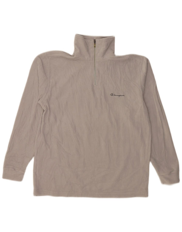 Maglione in pile da uomo Champion con zip e collo, grande, in poliestere grigio