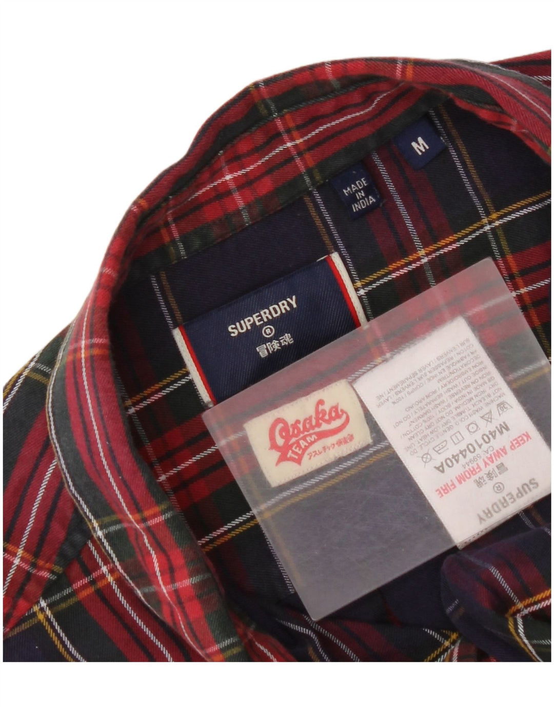 Camicia da uomo in flanella Superdry, cotone a quadri blu navy medio