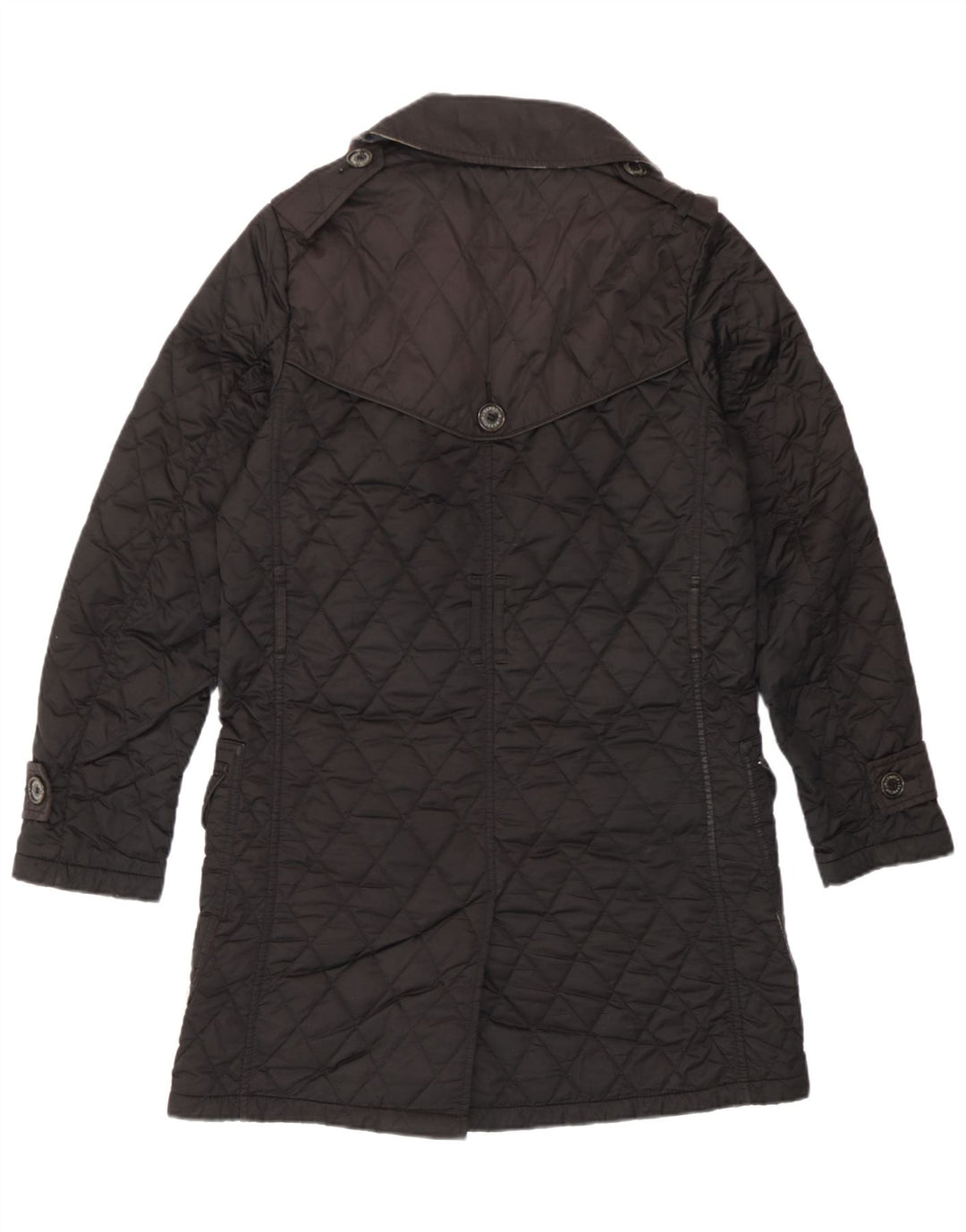 Barbour Cappotto doppio petto trapuntato militare da donna UK 10 piccolo nero