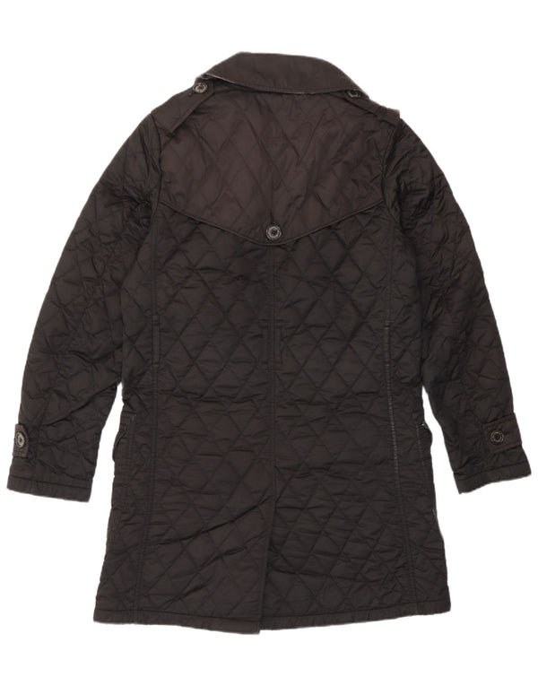 Barbour Cappotto doppio petto trapuntato militare da donna UK 10 piccolo nero