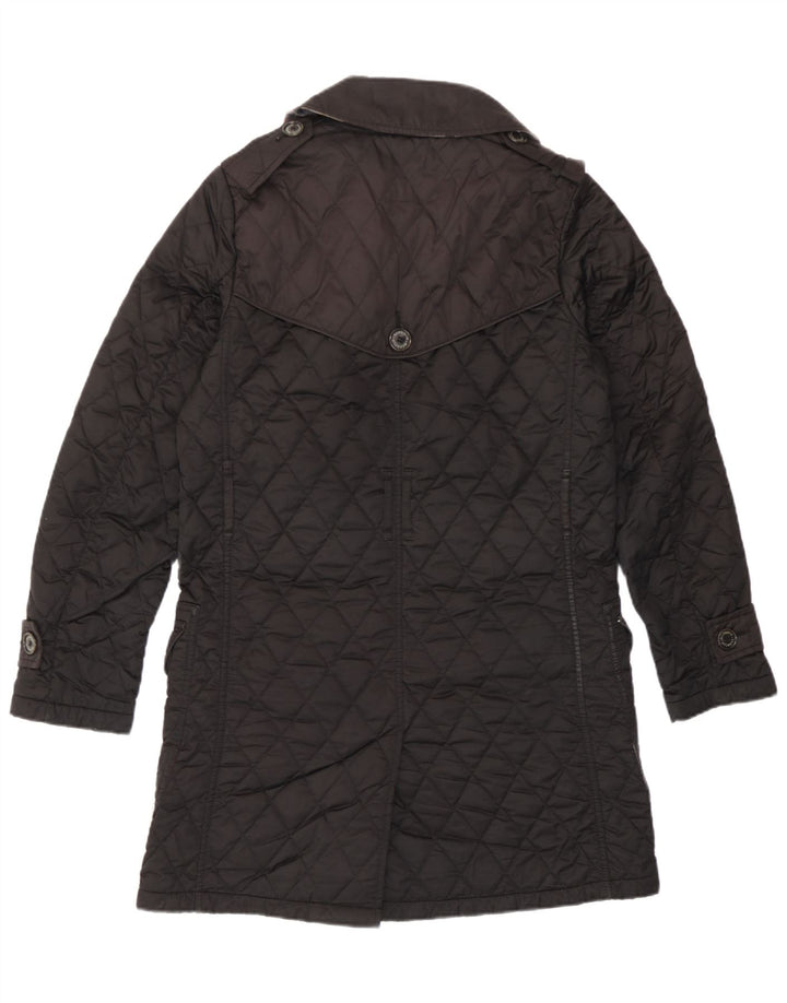 Barbour Cappotto doppio petto trapuntato militare da donna UK 10 piccolo nero