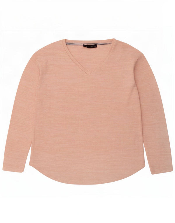 Marks & Spencer Top da donna a maniche lunghe vestibilità ampia UK 8 Small Poliestere rosa
