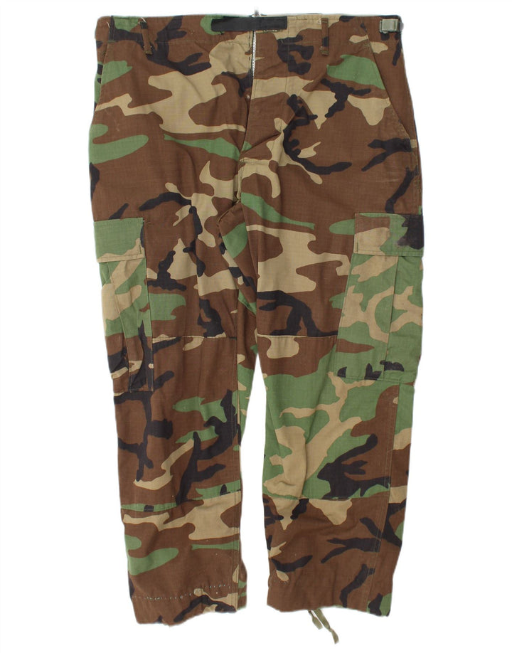 VINTAGE Mens Capri Cargo Trousers Medium W35 L26 Green Camouflage