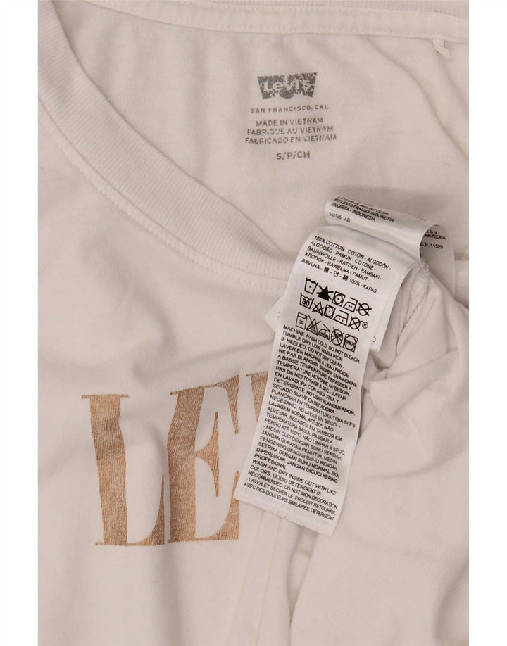 Levi's T-shirt grafica oversize da donna Top UK 10 Small Cotone bianco