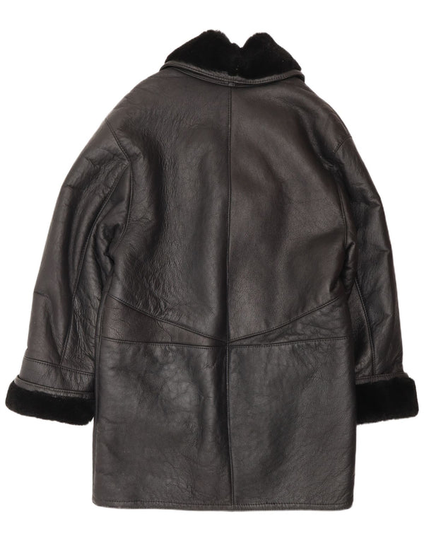 Cappotto in shearling oversize da donna VINTAGE UK 16 grande nero