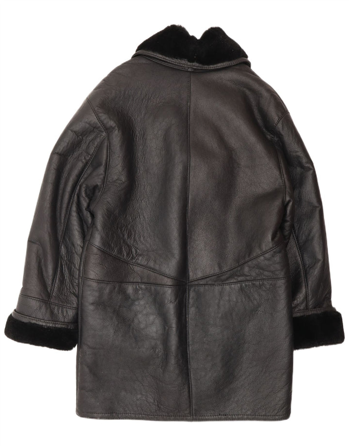 Cappotto in shearling oversize da donna VINTAGE UK 16 grande nero