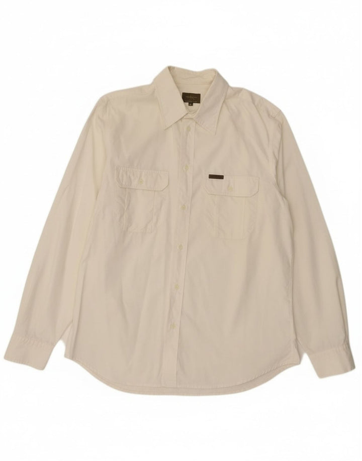 Camicia da uomo Calvin Klein XL in cotone bianco sporco