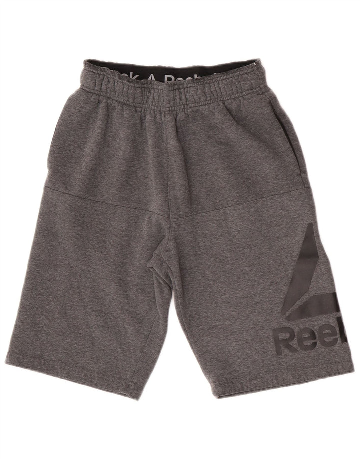 Pantaloncini sportivi Reebok da uomo con grafica piccola in cotone grigio