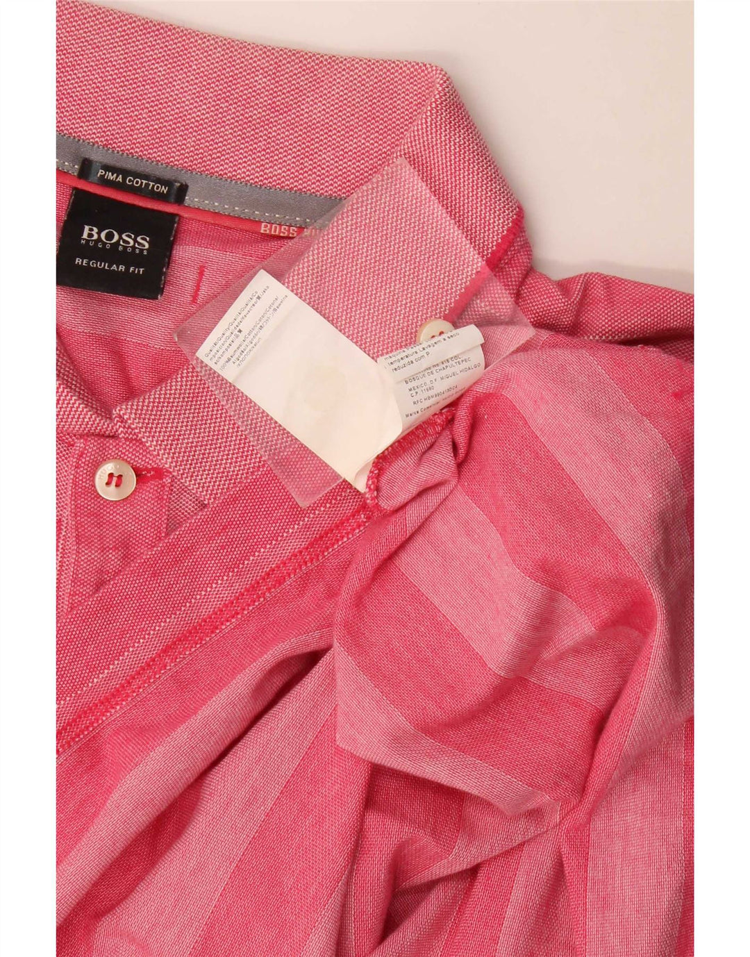 Polo Hugo Boss da uomo vestibilità regolare in cotone a righe rosa medio
