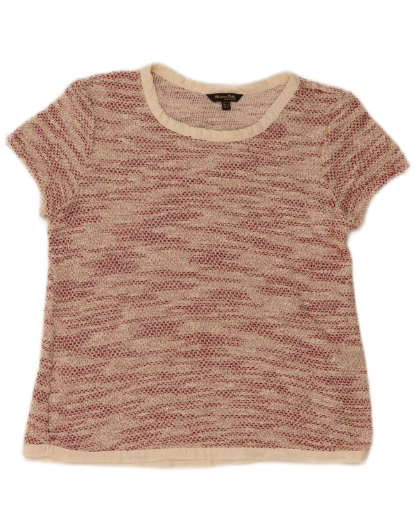 T-shirt da donna Massimo Dutti Top UK 10 piccolo cotone a righe beige