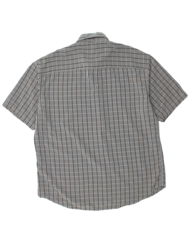 Camicia a maniche corte da uomo Pierre Cardin XL poliestere a quadri grigio