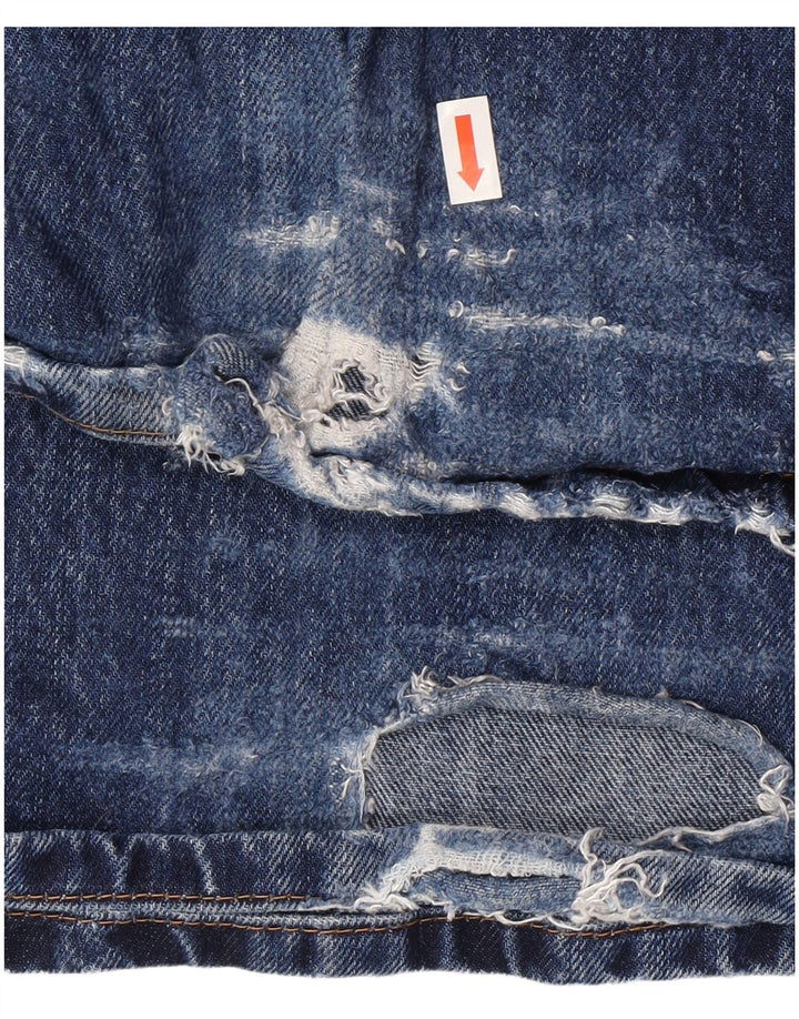 Jeans Reiss da uomo a gamba larga effetto consumato W30 L33 viscosa blu
