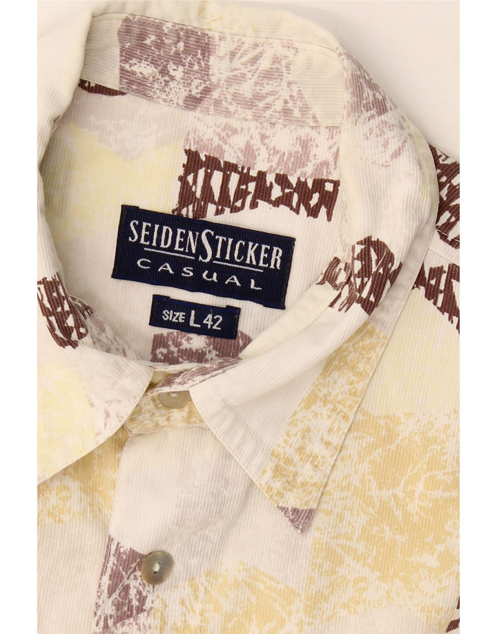 SEIDENSTICKER Mens Short Sleeve Shirt Size 42 Large Beige Patchwork Vintage Seidensticker and Second-Hand Seidensticker from Messina Hembry 