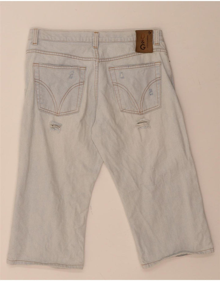 DOLCE & GABBANA Womens Distressed Bermuda Shorts IT 42 Medium W28 Blue Vintage Dolce & Gabbana and Second-Hand Dolce & Gabbana from Messina Hembry 