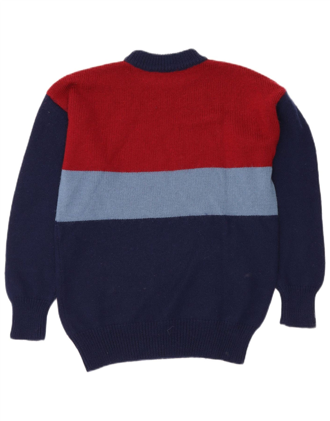 VINTAGE Maglione da uomo con collo alto e color block blu navy medio