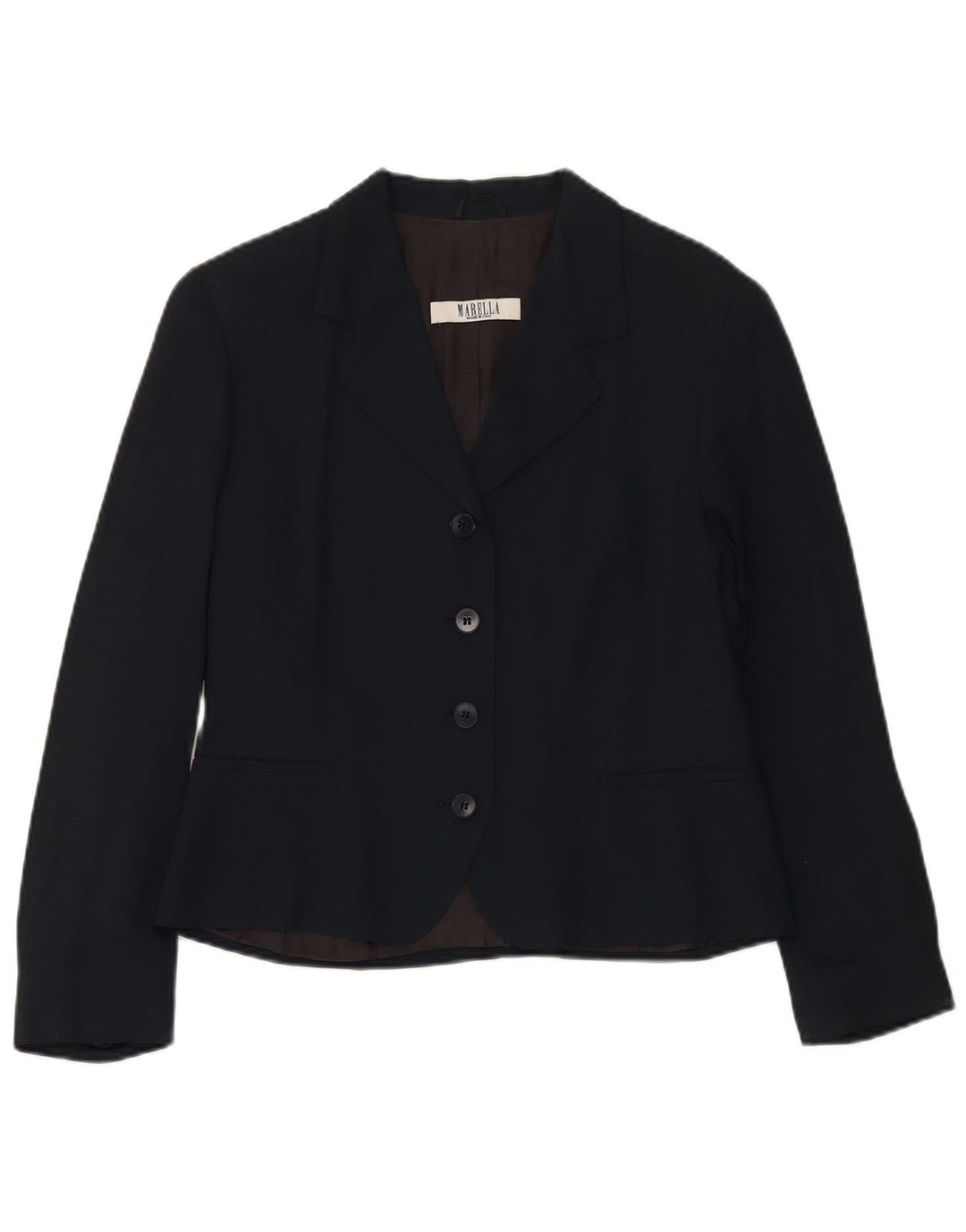 Giacca blazer da donna a 4 bottoni MARELLA UK 16 grande in viscosa blu navy