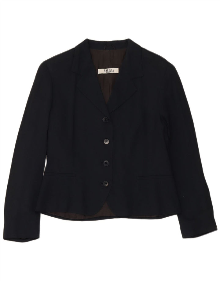 Giacca blazer da donna a 4 bottoni MARELLA UK 16 grande in viscosa blu navy