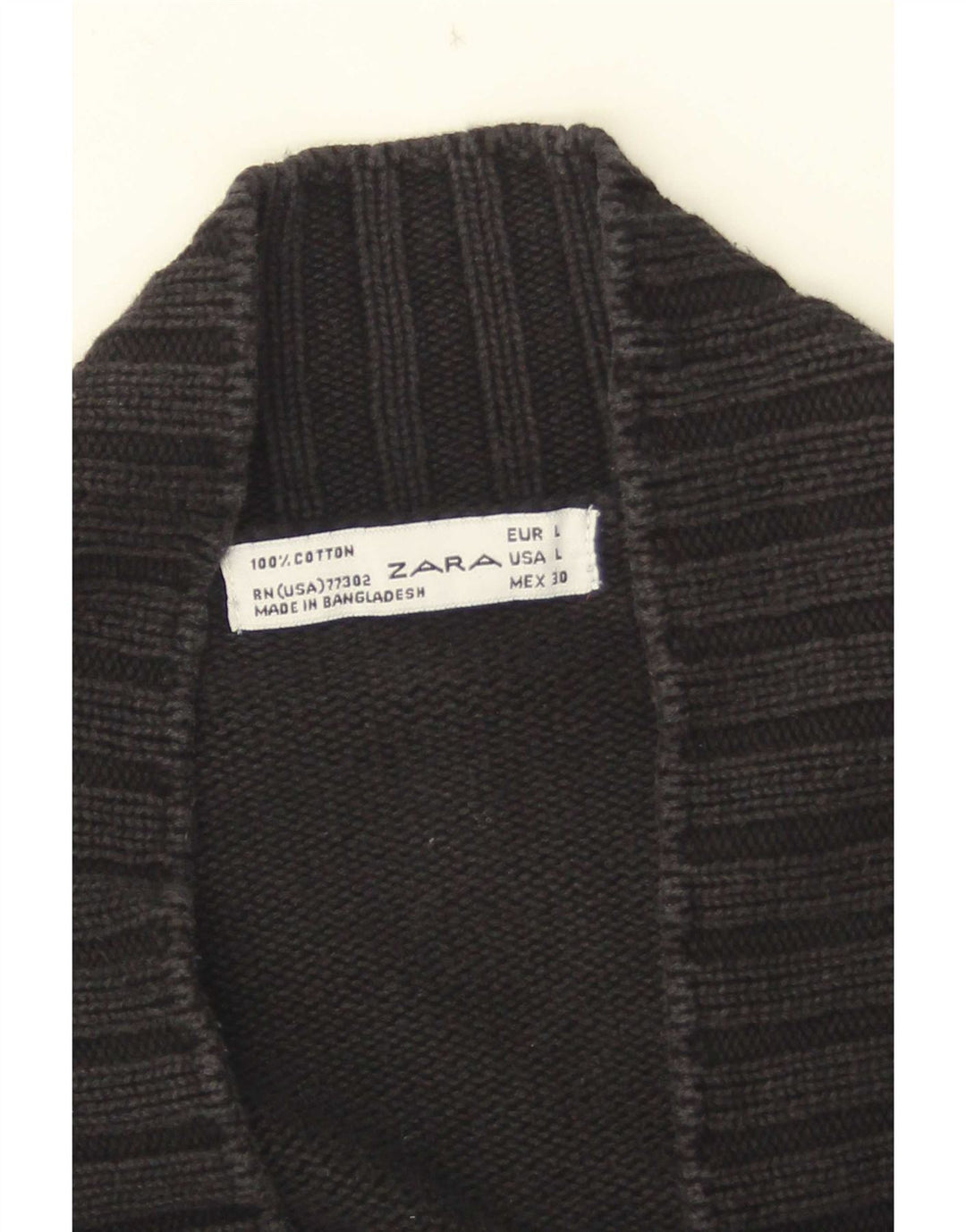 Maglione cardigan aperto da donna Zara UK 14 grande cotone nero