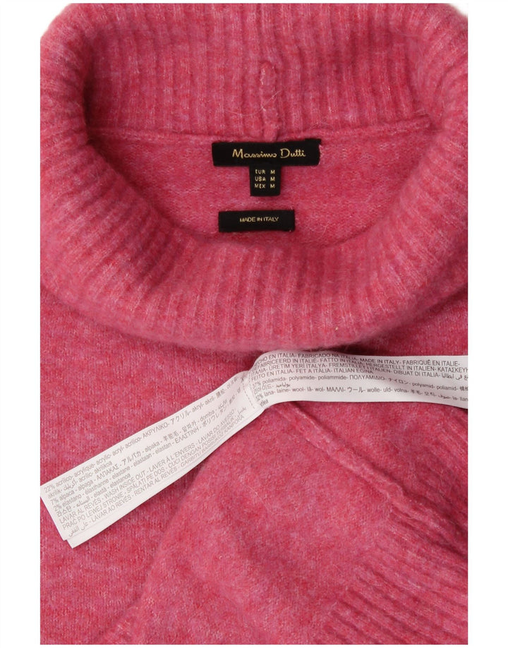 Maglione maglione da donna a collo alto Massimo Dutti UK 12 Poliammide rosa medio