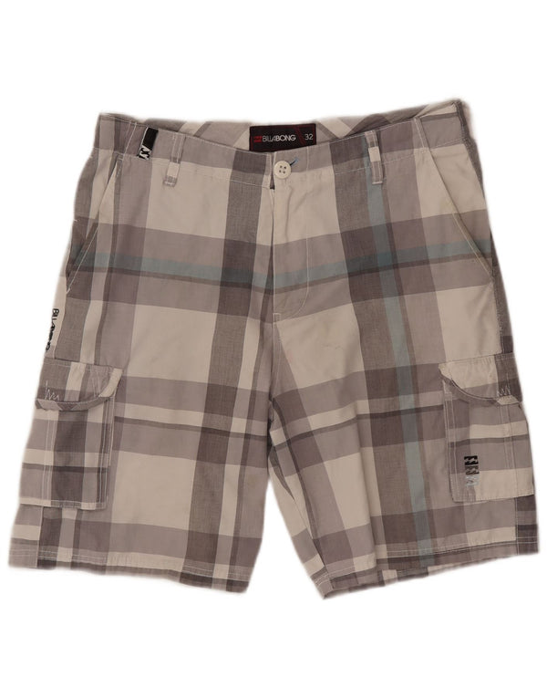 Pantaloncini cargo da uomo BILLABONG W32 in cotone a quadri grigio medio