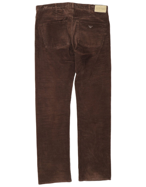 Pantaloni da uomo in velluto a coste vestibilità regolare Armani W36 L34 cotone marrone