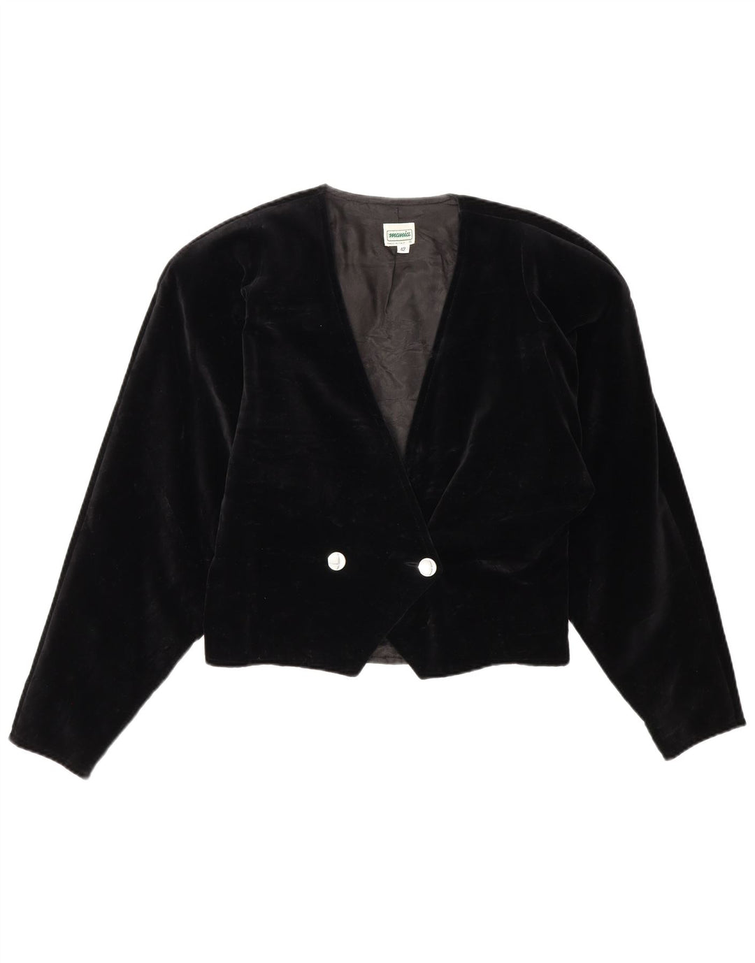 Giacca bolero vintage da donna doppio petto in velluto IT 42 media nera