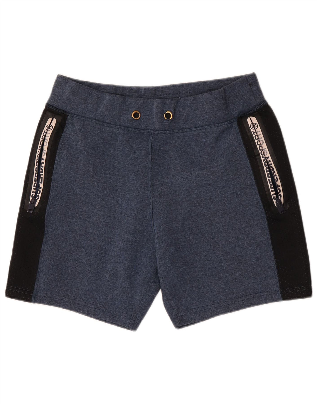 Pantaloncini sportivi grafici da uomo Superdry Large in poliestere color block blu navy
