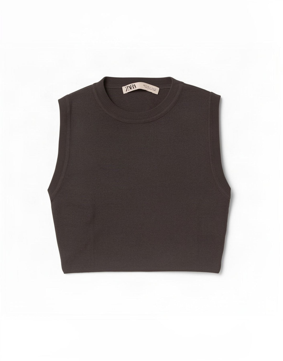 Canotta corta da donna Zara UK 12 Viscosa grigio medio