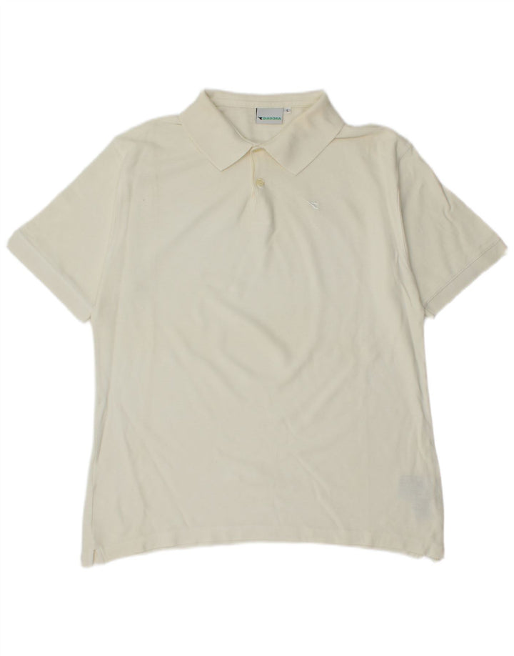 Polo Diadora Uomo Large in cotone bianco sporco