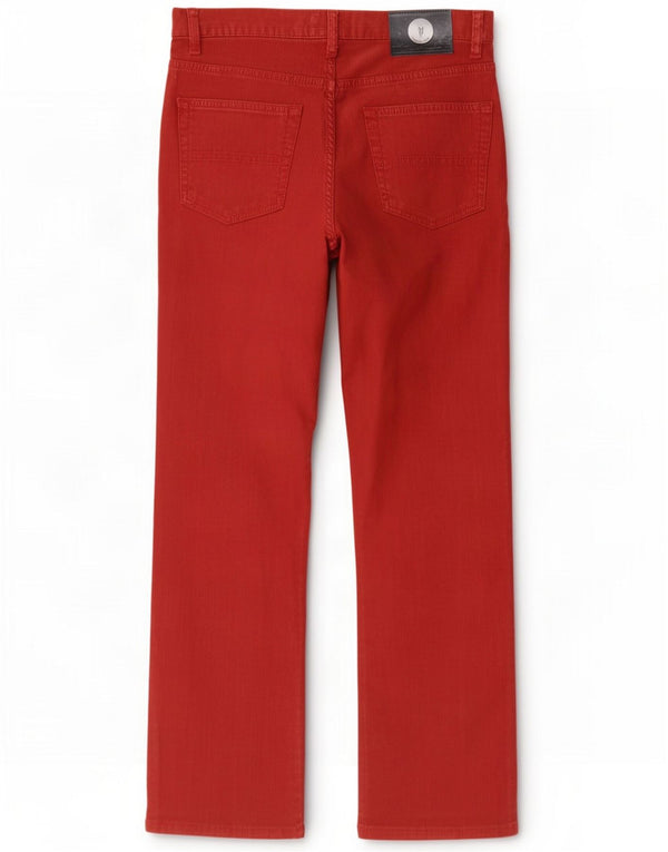 Pantaloni Trussardi Uomo Dritti in Velluto a Coste W30 L29 Rosso Cotone