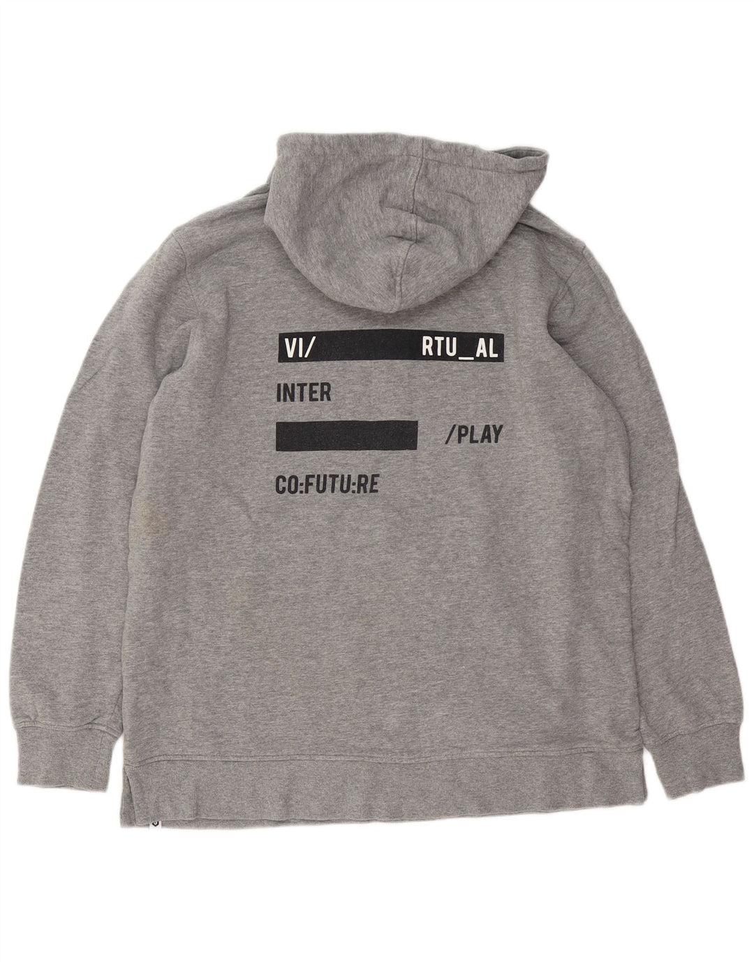 JACK & JONES Maglione con cappuccio grafico da uomo grande in cotone grigio