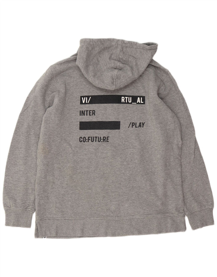 JACK & JONES Maglione con cappuccio grafico da uomo grande in cotone grigio