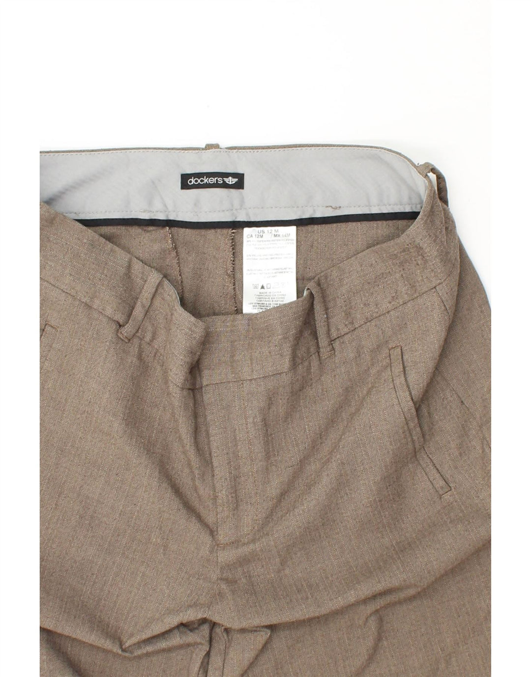 DOCKERS Womens Chino Trousers US 12 Large W34 L31 Beige Herringbone Vintage Dockers and Second-Hand Dockers from Messina Hembry 