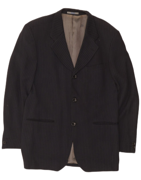 Giacca blazer da uomo a 3 bottoni Kenzo IT 50 grande acetato a righe blu navy