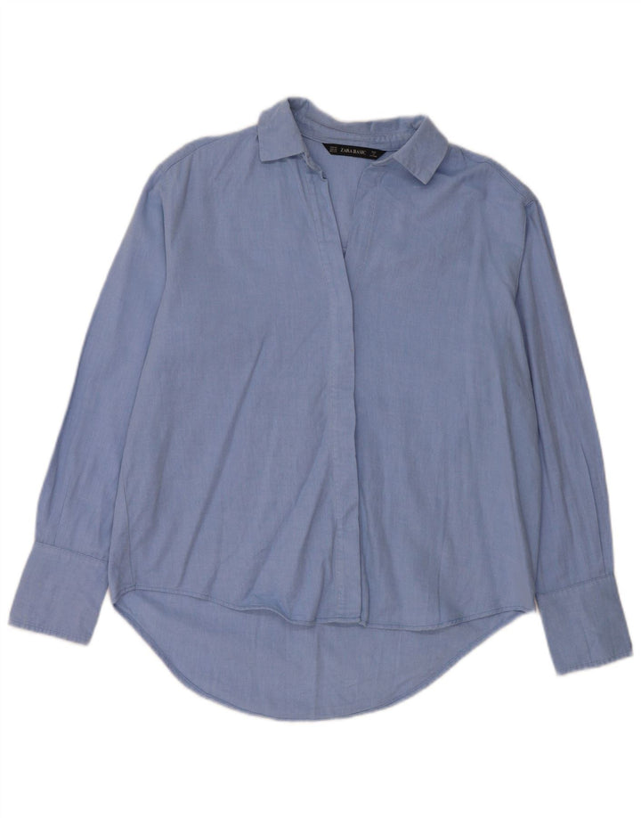 Camicia oversize da donna Zara UK 6 XS cotone blu