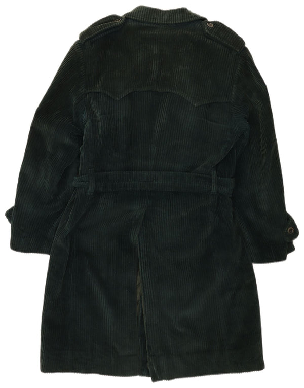 Cappotto doppiopetto in velluto a coste militare da donna VINTAGE UK 14 verde medio