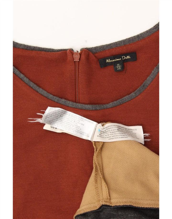 MASSIMO DUTTI Womens Sheath Dress UK 12 Medium Brown Colourblock Vintage Massimo Dutti and Second-Hand Massimo Dutti from Messina Hembry 