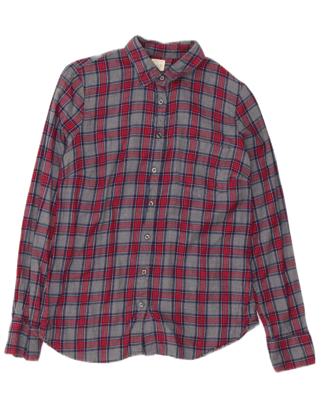 Camicia in flanella da donna J. Crew UK 10 piccolo cotone a quadri grigi