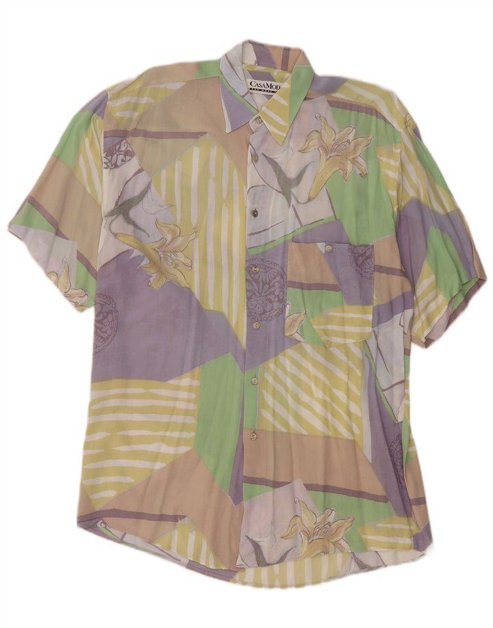 CASA MODA Camicia da uomo a maniche corte grande patchwork multicolore