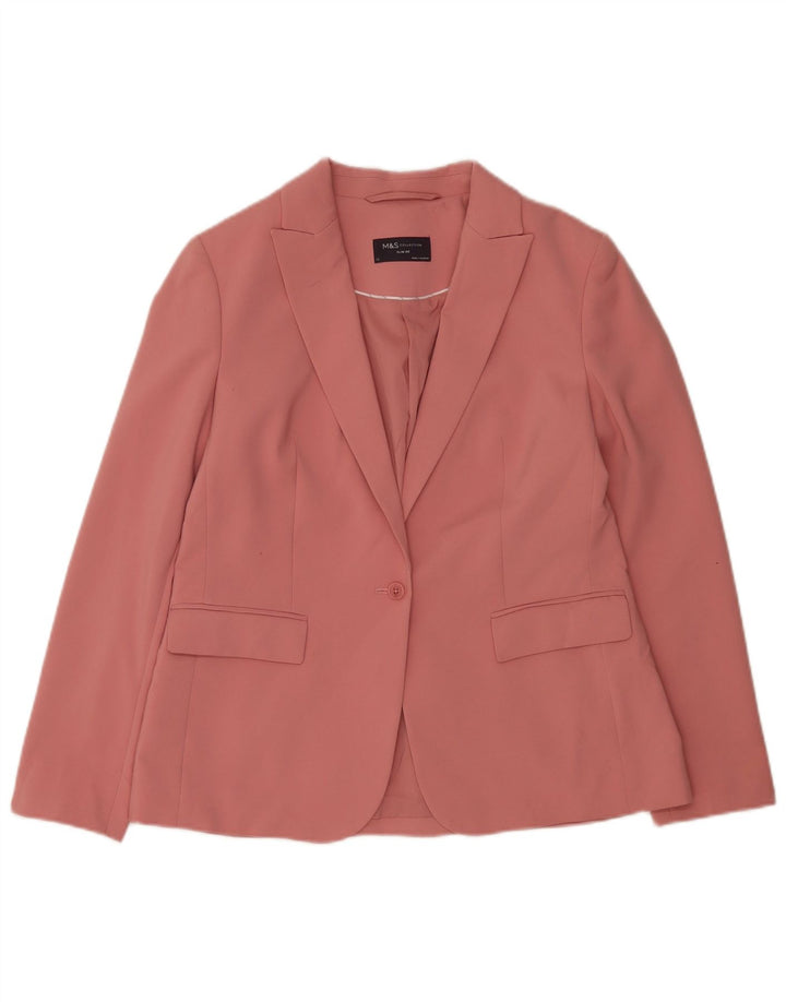 Giacca blazer slim fit da donna Marks & Spencer a 1 bottone UK 12 Rosa medio