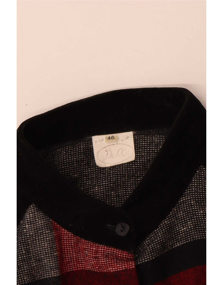 Abito lungo da donna vintage a maniche lunghe IT 46 Acrilico a quadri rossi grandi