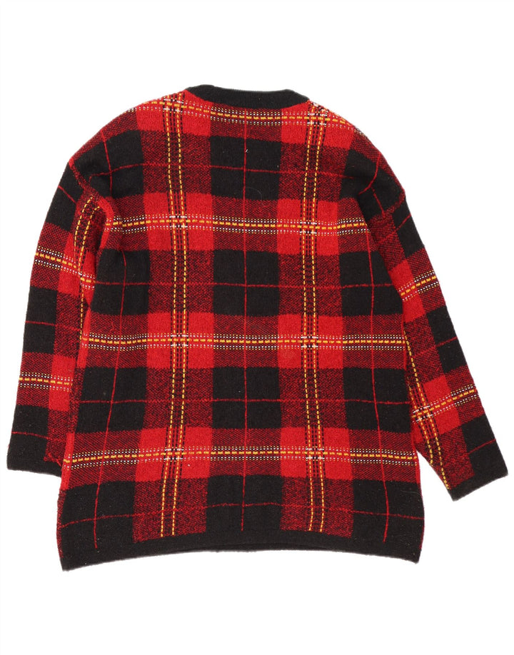 Maglione maglione girocollo da donna Marks & Spencer UK 16 grande quadretto rosso