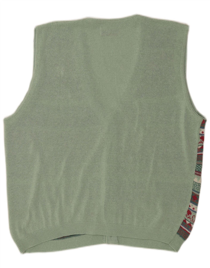 Maglione cardigan senza maniche vintage da uomo, Fair Isle, colore medio multicolore