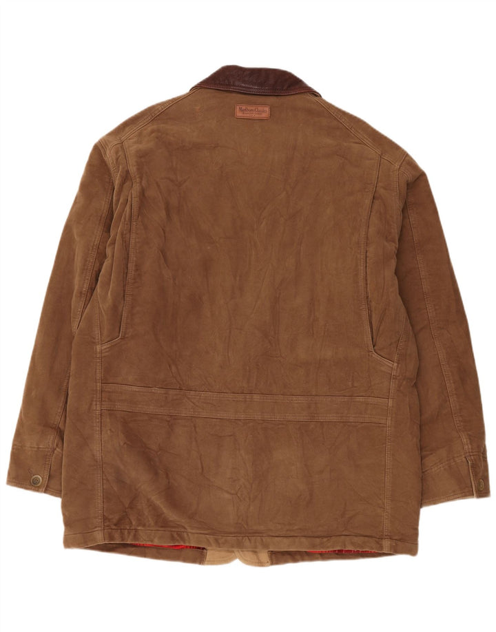 Giacca in pelle scamosciata da uomo Marlboro Classics UK 40 grande in pelle marrone