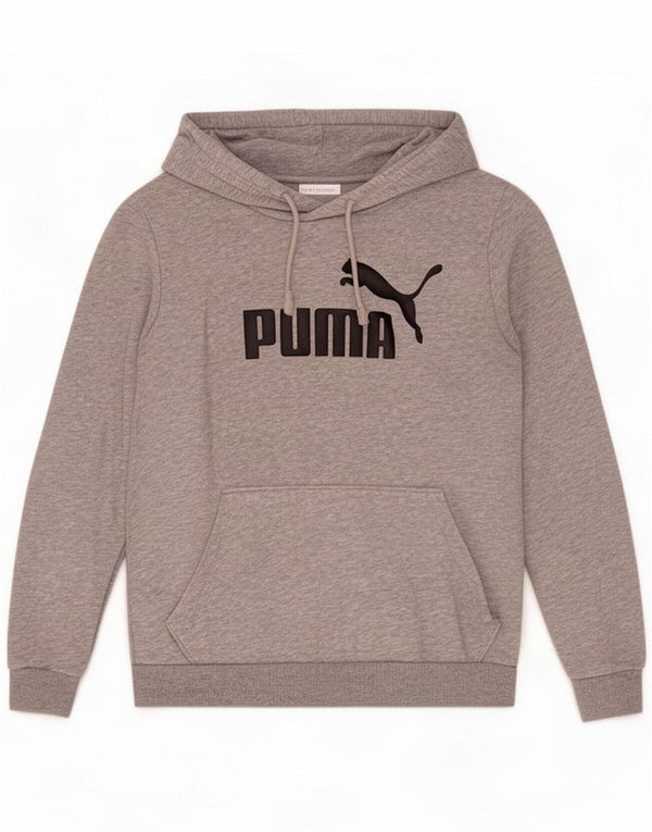 Puma Felpa con cappuccio grafica da donna UK 12 Cotone grigio medio