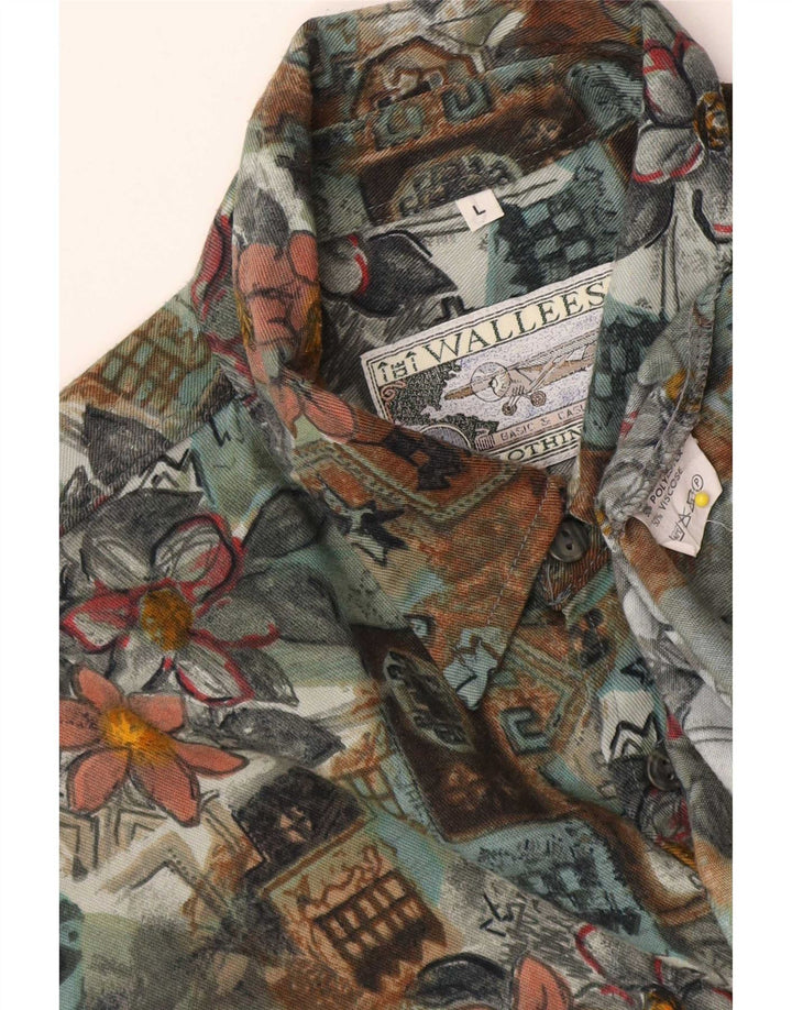 Camicia da uomo Wallees grande poliestere floreale verde