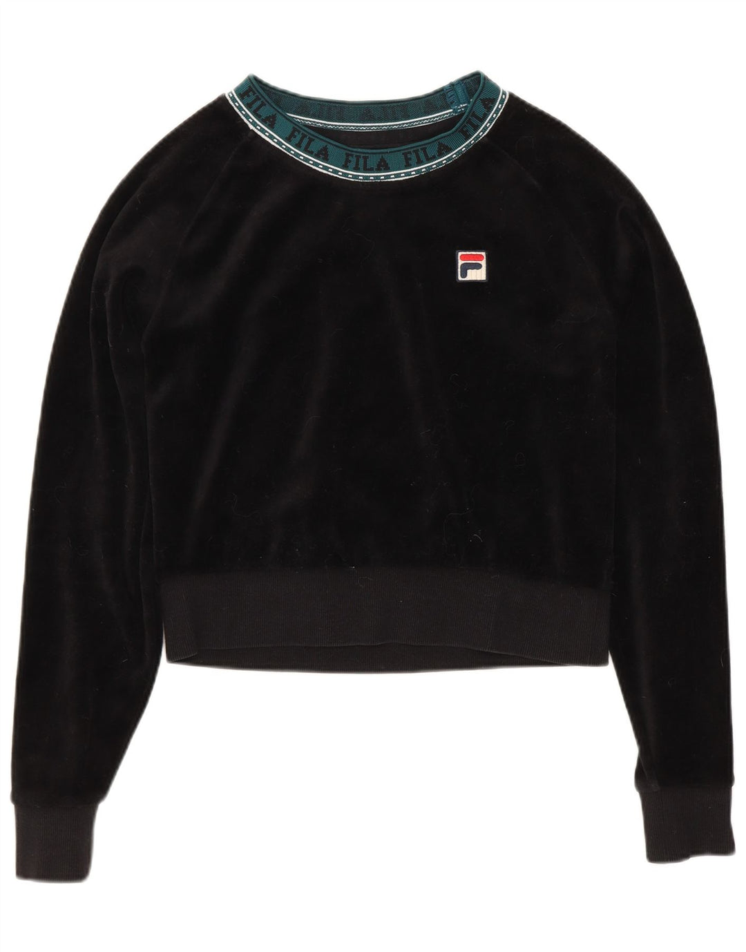 Maglione da donna in velluto grafico oversize FILA UK 10 piccolo nero