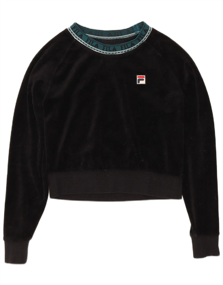 Maglione da donna in velluto grafico oversize FILA UK 10 piccolo nero