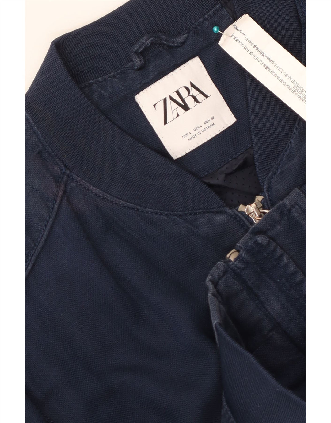 Giubbotto bomber da uomo ZARA UK 40 grande poliestere blu navy